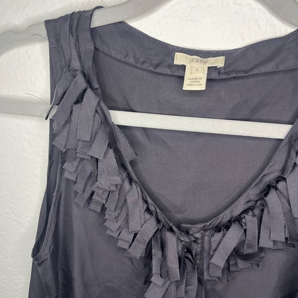 J.Crew 100% Silk Ruffle Front Sleeveless Blouse 👗💙 Size 0 - Picture 2 of 4